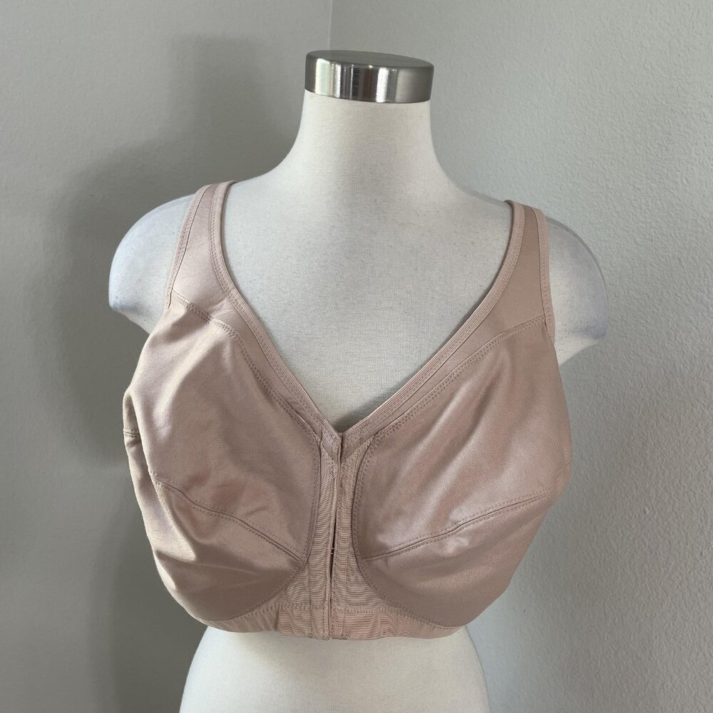 NEW Glamorise Sports Bra Womens 50C Wireless‎ Zip Front Full Coverage Support
